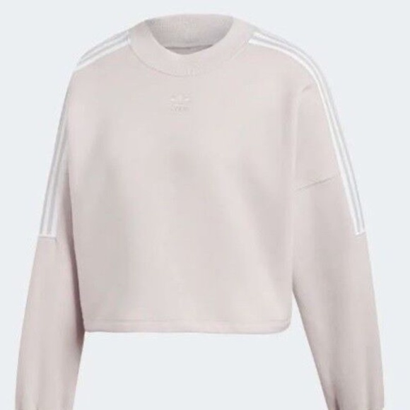 Adidas Originals 3 Stripe Logo Crop Sweatshirt - Picture 2 of 9